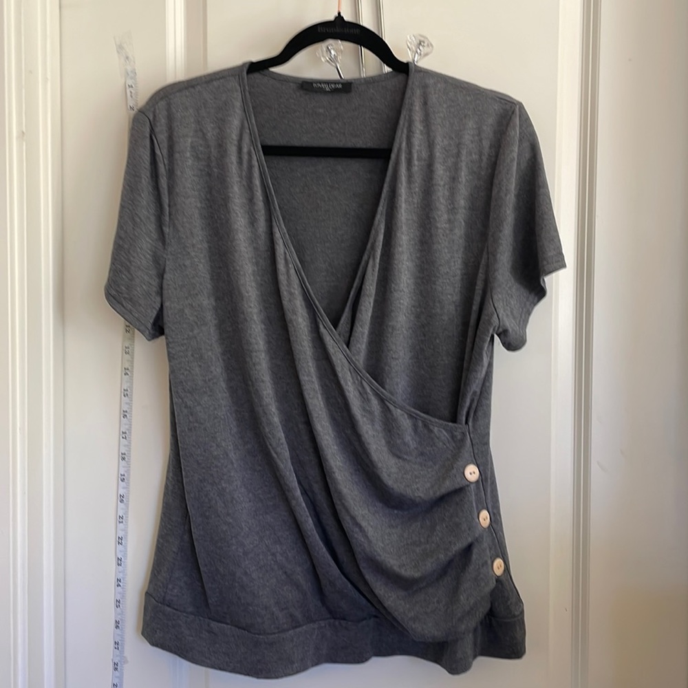 Lovey.dear gray mock crisscross top
